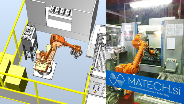 Robot cell for CNC machine tending